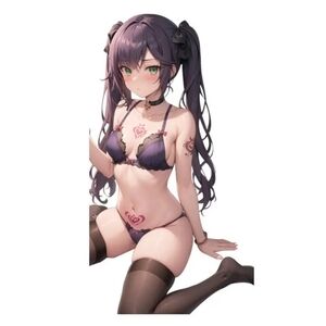 Sticker ✦ Anime Lingerie Model Purple Strike A Pose ✦ Waterproof Vinyl Decal NWT